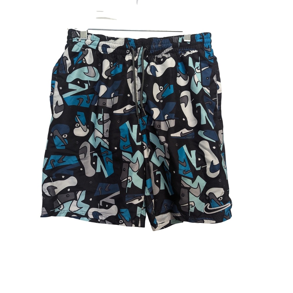 2/$25 Nike Swim Shorts Men's M Multicolor‎ Abstract Print Mesh Lined Drawstring